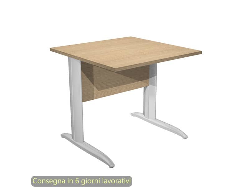 Scrivania piano rovere 80x80xH.72 cm gamba a L in metallo effetto cromato linea Presto Artexport – 001K2/C/AR