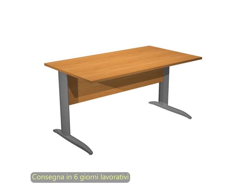 Scrivania piano noce chiaro 140x80xH.72 cm gamba a L in metallo antracite opaco linea Presto Artexport – 002K2/4/AF