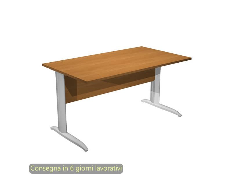 Scrivania piano noce chiaro140x80xH.72 cm gamba a L in metallo grigio alluminio linea Presto Artexport – 002K2/4/AA