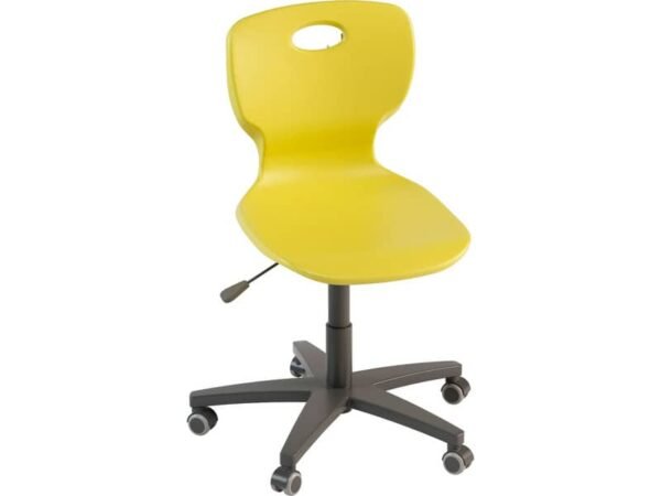 Sedia girevole in PPL altezza regolabille e base 5 razze su ruote 42,5x46x43/55 cm Motris giallo
