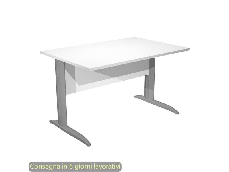 Scrivania piano bianco 120x80xH.72 cm gamba a L in metallo antracite opaco linea Presto Artexport – 004K2/3/AF