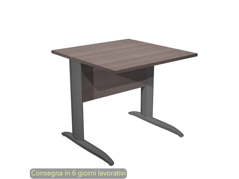 Scrivania piano frassino toscano 80x80xH.72 cm gamba a L in metallo antracite opaco Presto – 001K2/F/AF