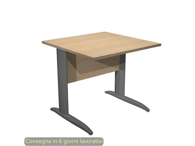 Scrivania piano rovere 80x80xH.72 cm gamba a L in metallo antracite opaco linea Presto Artexport – 001K2/C/AF