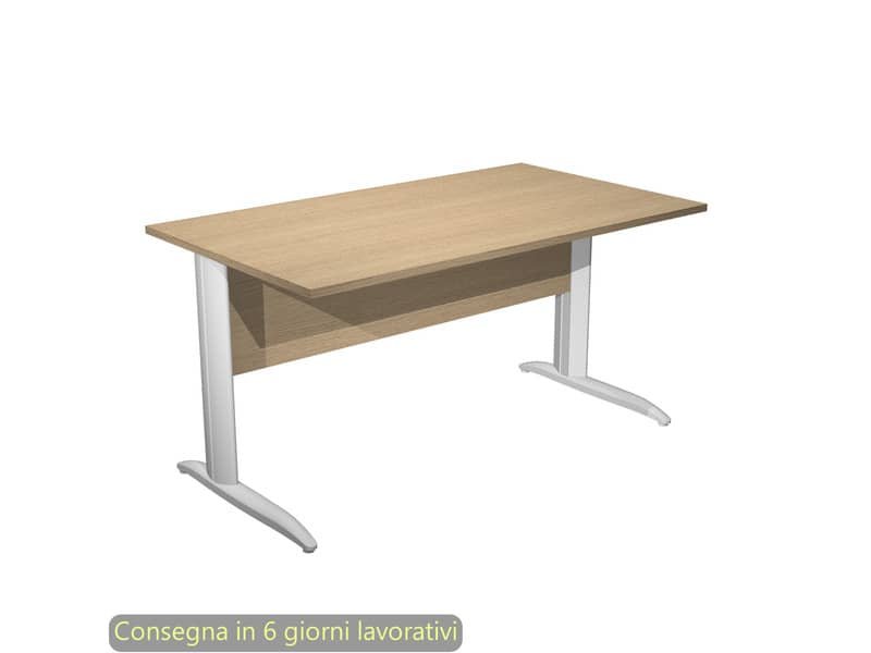 Scrivania piano rovere 140x80xH.72 cm gamba a L in metallo bianco opaco linea Presto Artexport – 002K2/C/AN