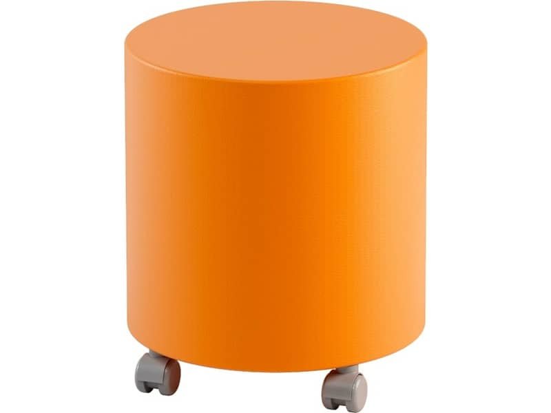 Pouf tondo su ruote in similpelle  40×46 h cm Motris arancio PSTD40SPNIW06