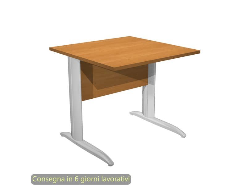 Scrivania piano noce chiaro 80x80xH.72 cm gamba a L in metallo effetto cromato linea Presto Artexport – 001K2/4/AR
