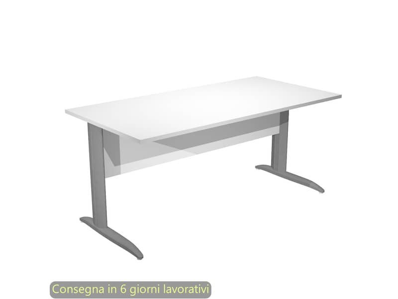 Scrivania piano bianco 160x80xH.72 cm gamba a L in metallo antracite opaco linea Presto Artexport – 003K2/3/AF