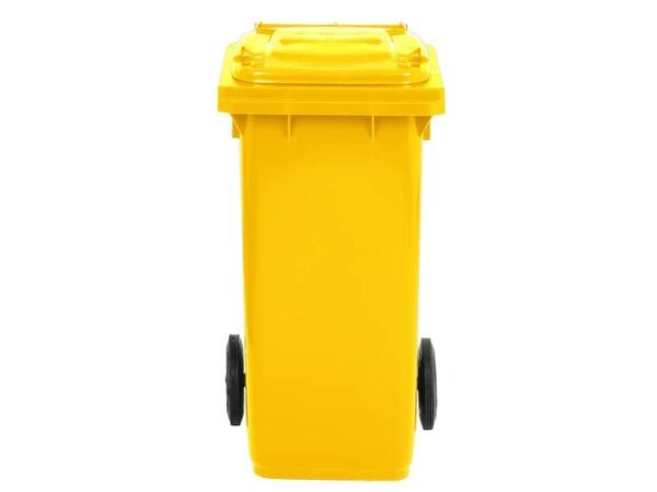 Bidone carrellato per raccolta differenziata 120 lt con coperchio PEHD Mobil Plastic giallo - 1/120/5-GIA