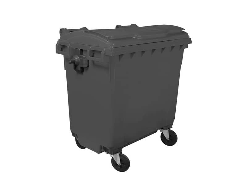 Cassonetto portarifiuti carrellato 770 lt con coperchio piano e maniglie a labbro Mobil Plastic grigio