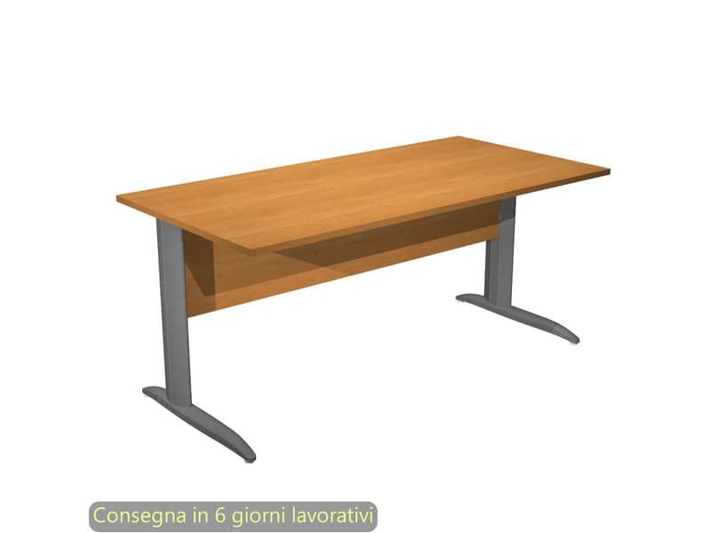 Scrivania piano noce chiaro 160x80xH.72 cm gamba a L in metallo antracite opaco linea Presto Artexport – 003K2/4/AF