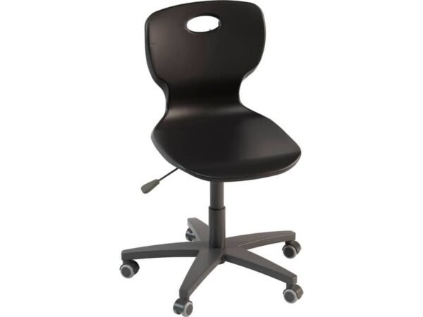 Sedia girevole in PPL altezza regolabille e base 5 razze su ruote 42,5x46x43/55 cm Motris nero