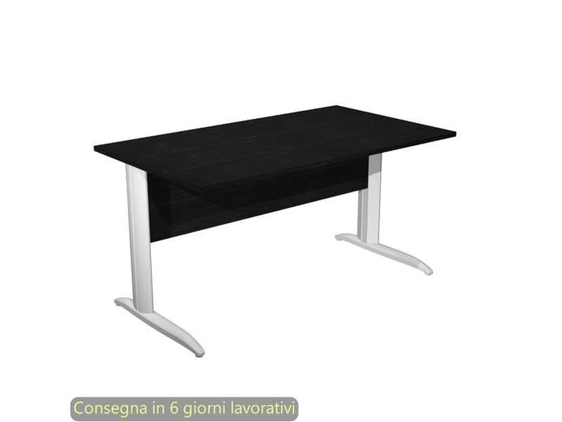 Scrivania piano nero venato frassino 140x80xH.72 cm gamba a L in metallo bianco opaco Presto Artexport 002K2/8/AN