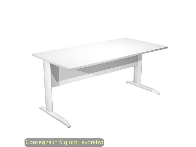 Scrivania piano bianco 160x80xH.72 cm gamba a L in metallo bianco opaco linea Presto Artexport – 003K2/3/AN