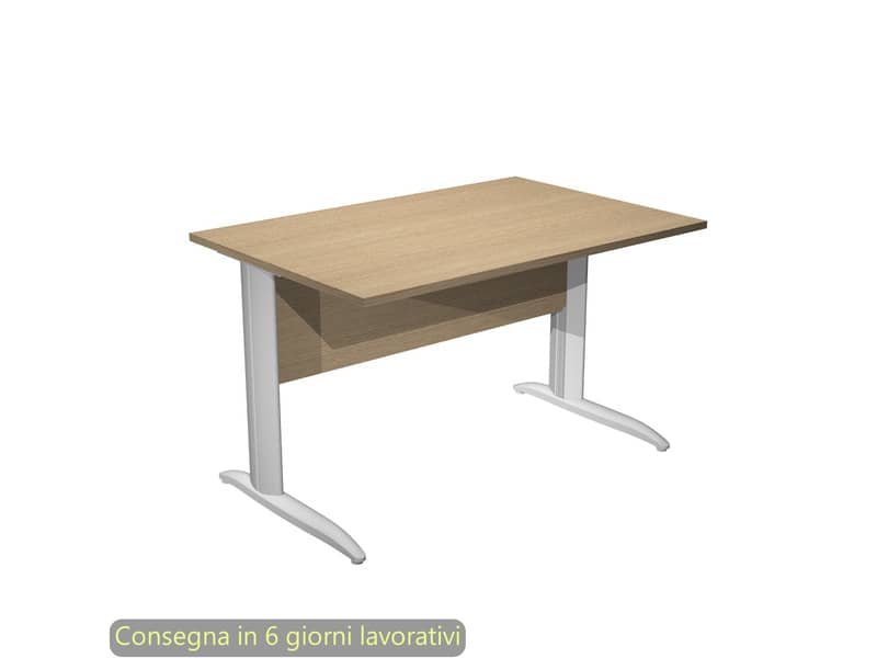 Scrivania piano rovere 120x80xH.72 cm gamba a L in metallo grigio alluminio linea Presto Artexport – 004K2/C/AA