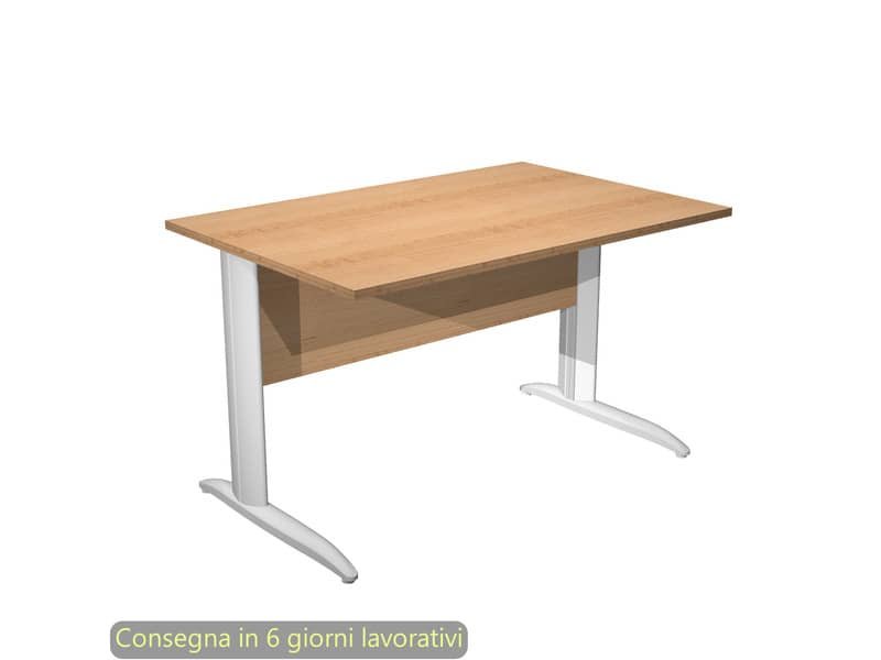 Scrivania piano faggio 120x80xH.72 cm gamba a L in metallo bianco opaco linea Presto Artexport – 004K2/6/AN