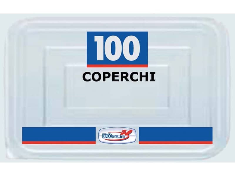 Coperchi trasparenti polistirene C/11 conf. 100 pz Dopla 126×97 mm 28067