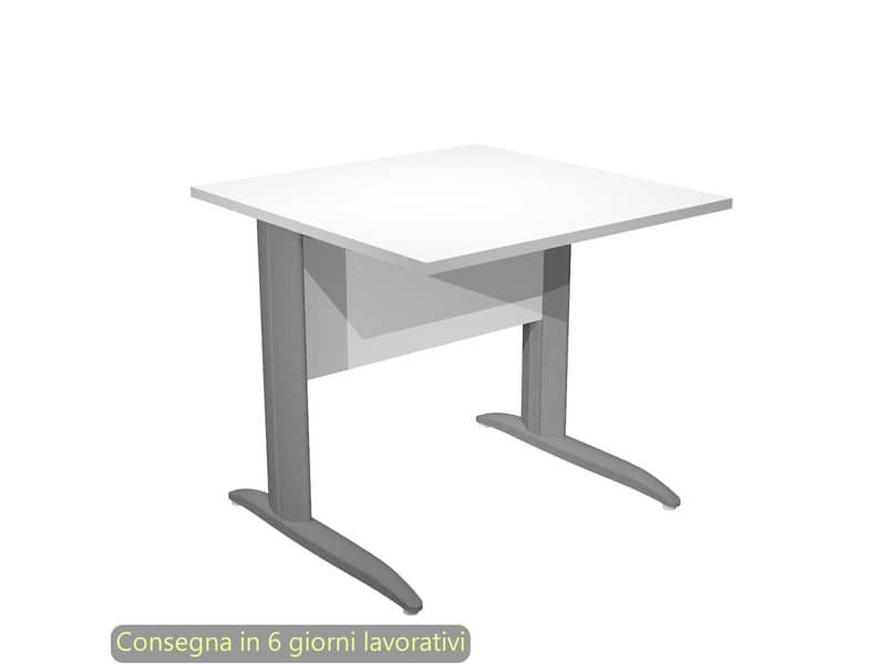 Scrivania piano bianco 80x80xH.72 cm gamba a L in metallo antracite opaco linea Presto Artexport – 001K2/3/AF