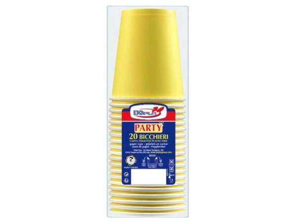 Bicchieri carta WD 250ml conf. 20 pz Dopla Green giallo 42162