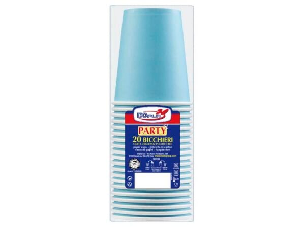 Bicchieri carta WD 250ml conf. 20 pz Dopla Green azzurro 42163