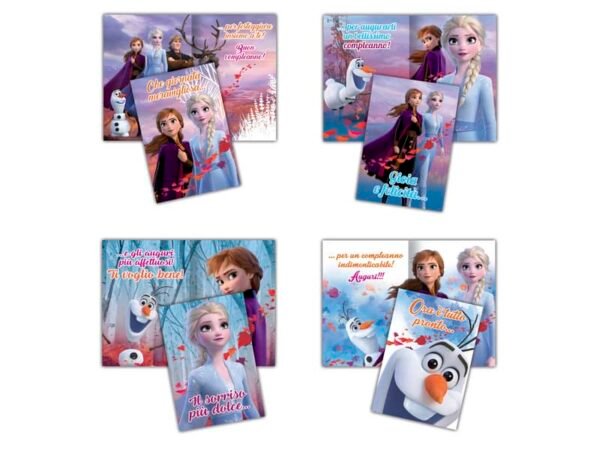 Biglietti auguri assortiti 11,5x16,8 cm conf. 12 pz Rex-Sadoch frozen 2 glitter WDBA035G