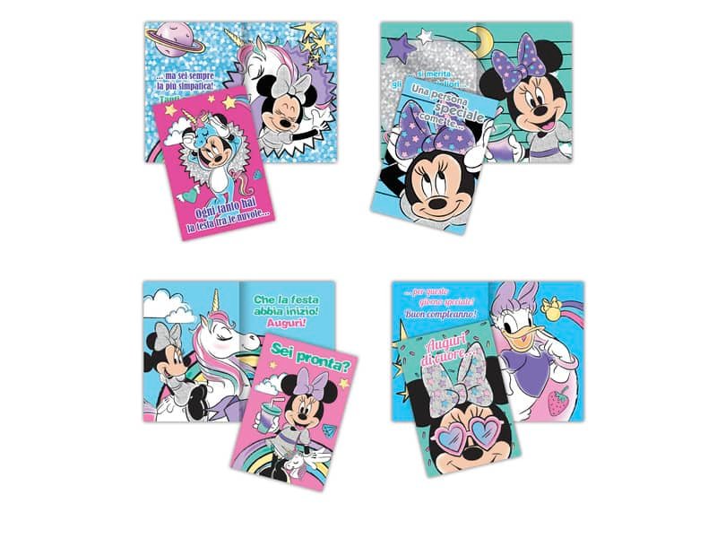 Biglietti auguri assortiti 11,5×16,8 cm conf. 12 pz Rex-Sadoch minnie unicorn glitter – WDBA024G