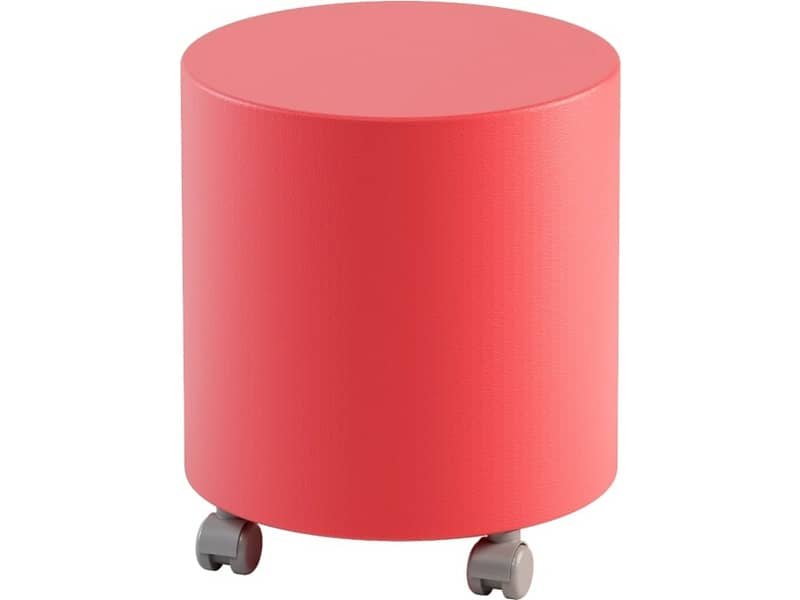 Pouf tondo su ruote in similpelle  40×46 h cm Motris rosso PSTD40SPNIW03