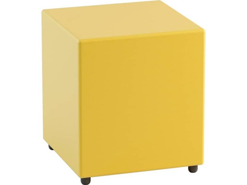 Pouf in similpelle cubico 40x40x46 cm Motris giallo PSRT40SPNI01