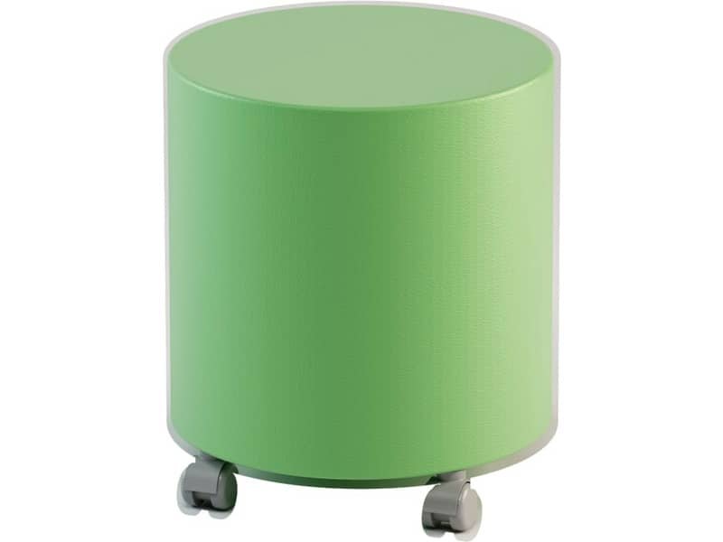 Pouf tondo su ruote in similpelle  40×46 h cm Motris verde PSTD40SPNIW05