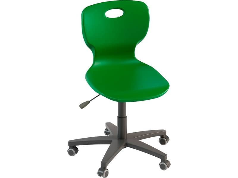 Sedia girevole in PPL altezza regolabille e base 5 razze su ruote 42,5x46x43/55 cm Motris verde