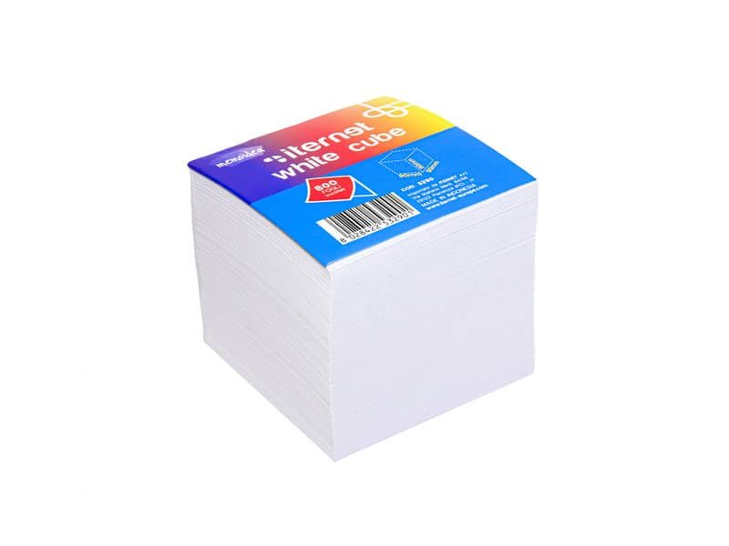 Blocco in carta bianca collato su 1 lato 90x90x90 mm – 800 fogli Memoidea white cube – 3290