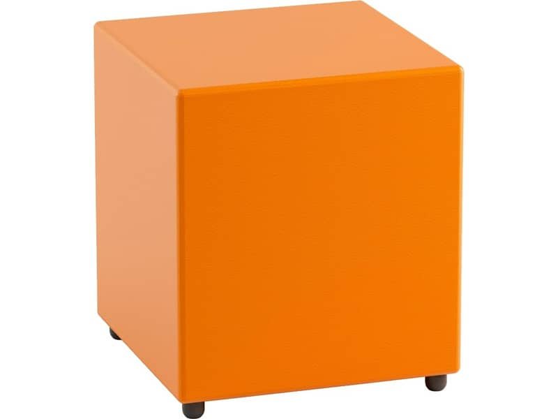 Pouf in similpelle cubico 40x40x46 cm Motris arancio PSRT40SPNI06