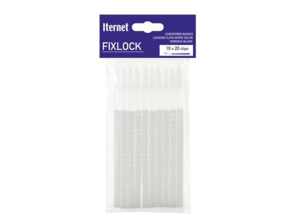 Caricatore per fascettatrice FIXLOCK - Conf. 10 caricatori da 20 clips Iternet bianco - 0074