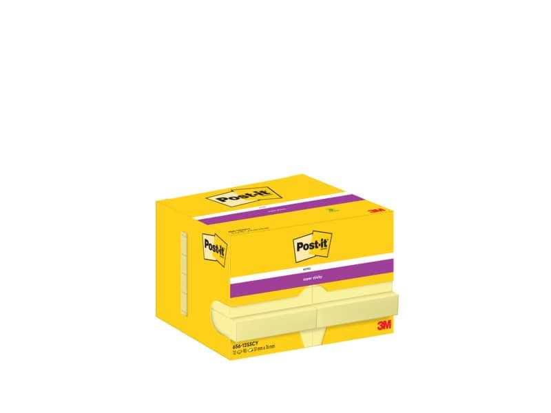 Foglietti riposizionabili Super Sticky Notes Post-it© Giallo Canary 48×73 mm 12 blocchetti da 90 ff – 7100290169