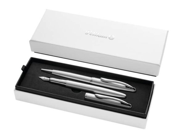 Set penna stilografica e sfera Pelikan Jazz© NobleÿElegance blu in cofanetto regalo fusto argento - 821919