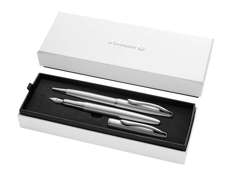 Set penna stilografica e sfera Pelikan Jazz© NobleÿElegance blu in cofanetto regalo fusto argento – 821919