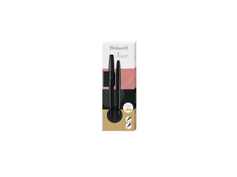 Set penna stilografica e sfera Pelikan Jazz© NobleÿElegance blu in cofanetto regalo –  fusto nero – 821896