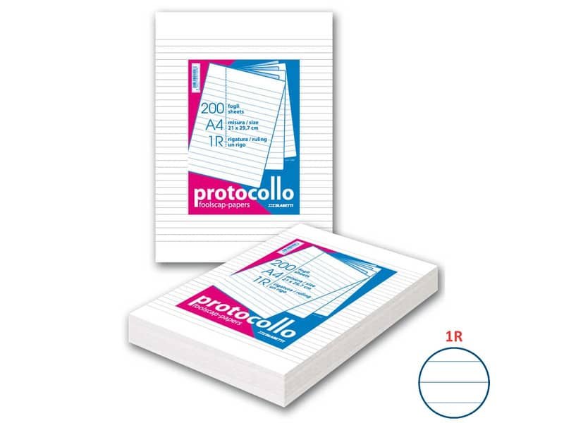 Fogli protocollo A4 – 60 gr/mq – Blasetti 1R – senza margini – Risma da 200 fogli – 1280