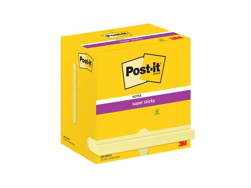 Foglietti riposizionabili Super Sticky Notes Post-it© Giallo Canary 76×127 mm – 12 blocchetti da 90 ff – 7100290175