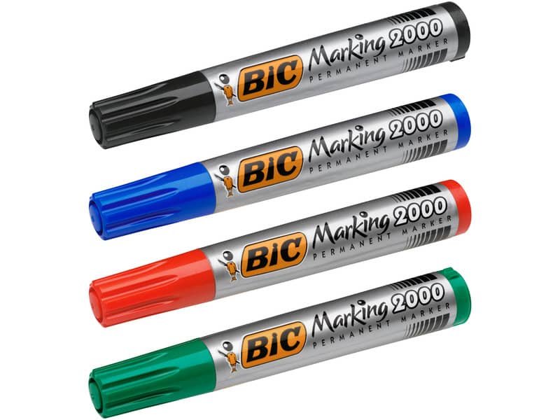 Marcatore permanente BIC Marking 2000 punta conica 4,95 mm – assortiti – conf. 4 pezzi – 8209112