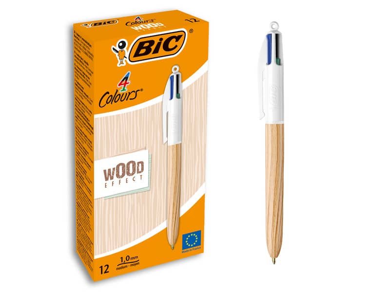 Penna a sfera a scatto BIC 4 Colours 1 mm – wood 508964