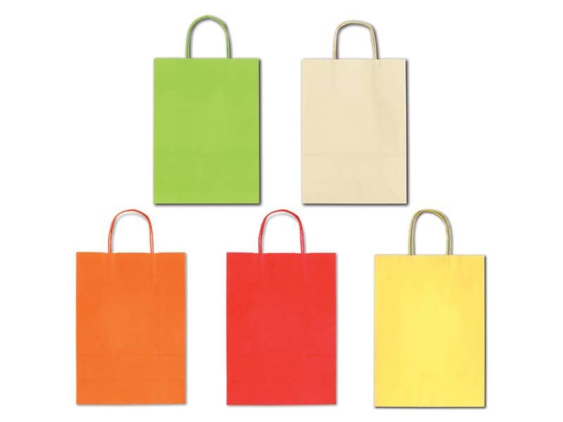 Borsa Allegra su carta kraft bianca colori light assortiti conf. 25 pz Rex-Sadoch 16x8x21 cm – SDF16LIT