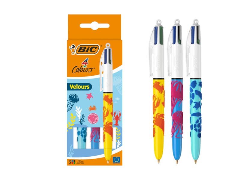 Penna a sfera a scatto BIC 4 Colours 1 mm –  Velours conf. 3 pz – 992579