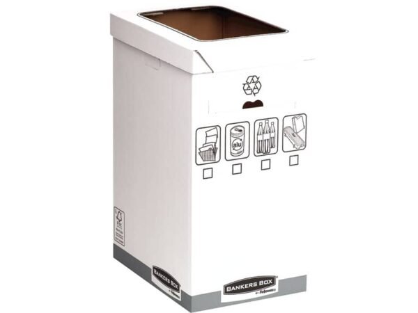 Cestino per rifiuti System in cartone certificato FSC - 55-90 L Fellowes blu e bianco - 0193201
