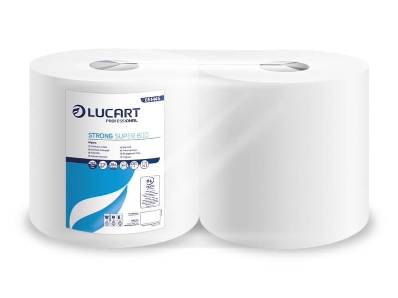 Bobina 2 veli pura cellulosa Lucart STRONG SUPER 800 2 – 800 strappi per rotolo – conf. 2 rotoli – 851445