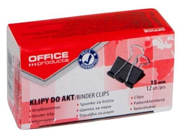 Molle fermacarte nero Office Products 15 mm - conf. 12 pezzi - 18091519-05