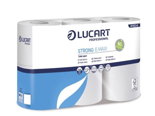 Carta igienica 2 veli in pura cellulosa 300 strappi Lucart Professional Strong Maxi conf. 6 rotoli - 811E04
