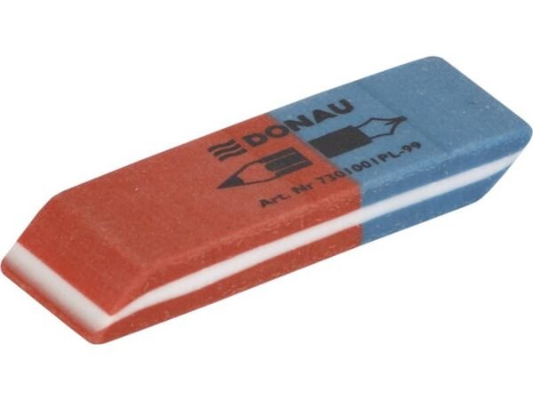 Gomma rosso/blu per matita e inchiostro Donau 57x19x8 mm 7301001PL-99