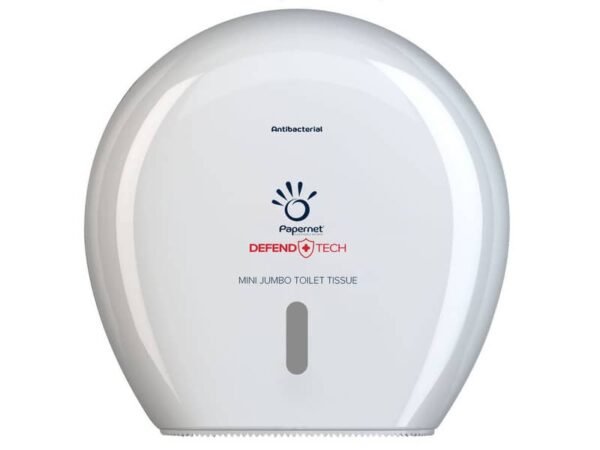 Dispenser antibatterico per carta igienica Mini Jumbo Defend Tech - 24,9x25,7x14,8 cm Papernet bianco -