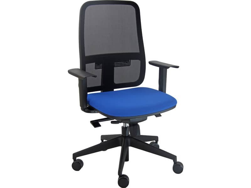 Sedia operativa girevole con schienale in rete rivestim. ignifugo synchro Blaze Unisit blu – BLYN/BR/IB