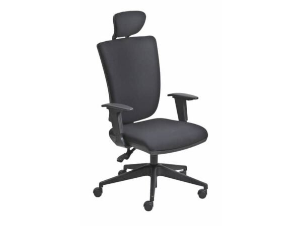 Poltrona semi-direzionale Seditaly Comfort tessuto ignifugo nero braccioli regolabili e poggiatesta - CMGPC4EAGB833